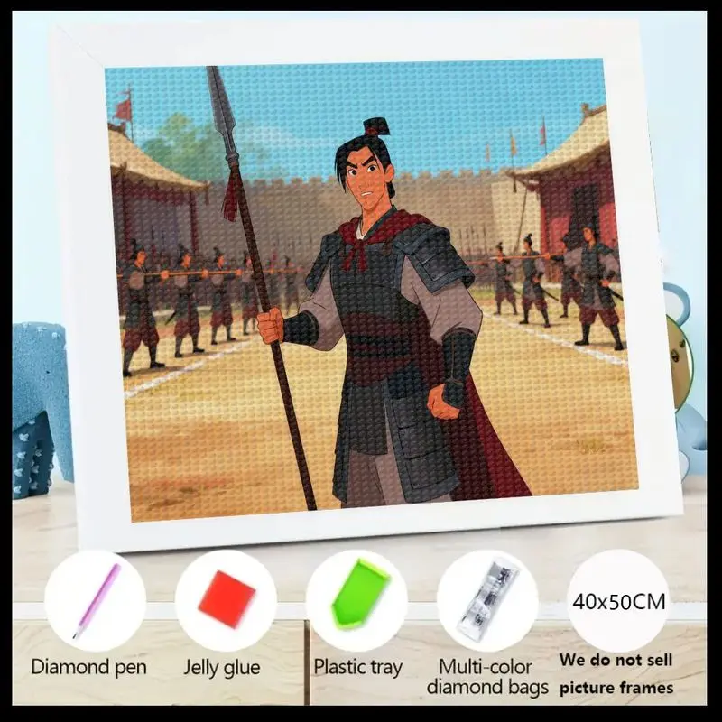 

1 шт. 5D полный дрель алмазный набор для рисования, DIY древний китайский герой воина Ли Шан хрустальный горный хрусталь набор драгоценных камней, большой размер 40x