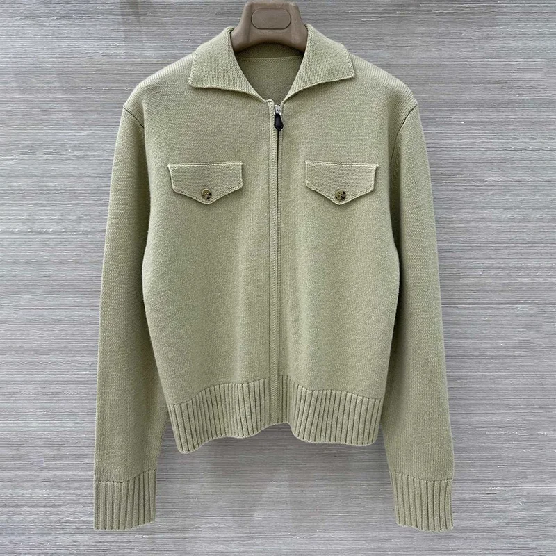 

Высококачественный женский кардиган-свитер на молнии с отложным воротником, 3D клапаном с аппликацией Возврат и облегающим дизайном 2592501.