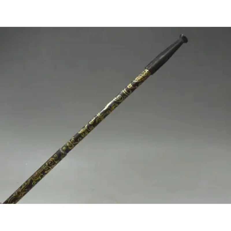 Old Peking Collectibles Decorated Handwork Copper Painting Flower Smoking Pipe