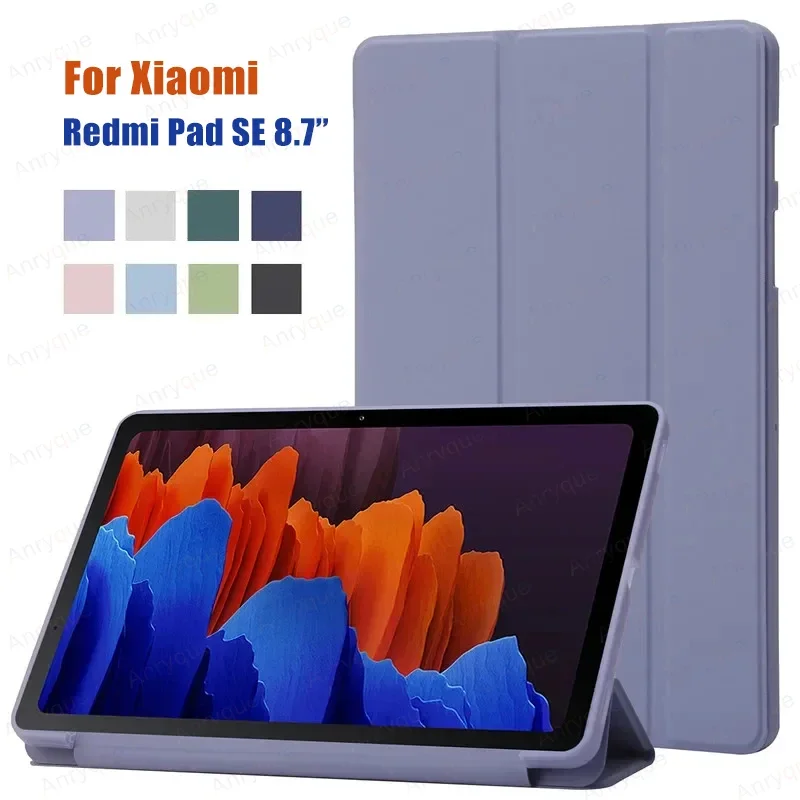 

For Xiaomi Redmi Pad SE 8.7 Inch Case Trifold PU Leaher Soft Back Stand Tablet Coque Cover for Redmi K Pad 8.8 Inch Case Funda