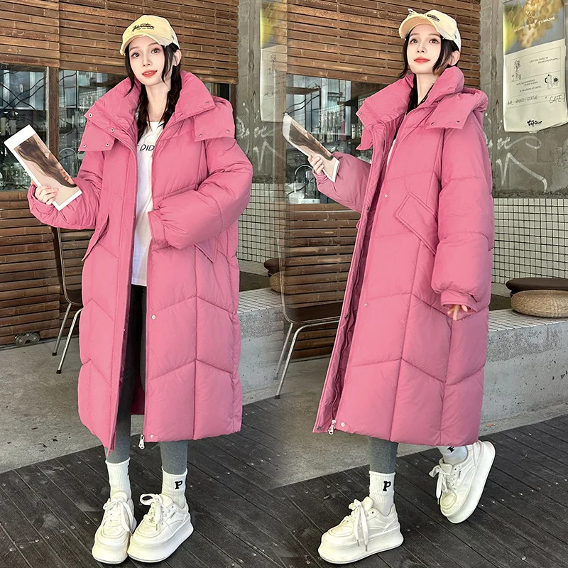 

New Winter Cotton Jacket Women's Long Coat Korean Edition Loose Thick Fashion Hooded Jackets Female Warm Parker Overcoat