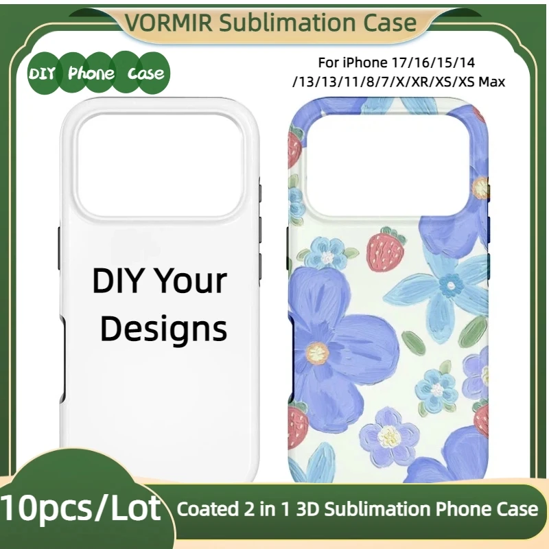 

VORMIR 10pcs Coated 2 in 1 3D Sublimation Phone Case Thermal Transfer Printed Mobile Back Cover Blanks for iPhone 17 16 15 14Pro