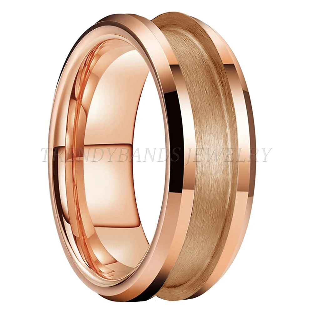 8mm Großhandel Wolfram Blank Core Ring für kunden spezifische Inlay mit 4mm Nut abgeschrägt poliert Komfort Passform – Detail 5