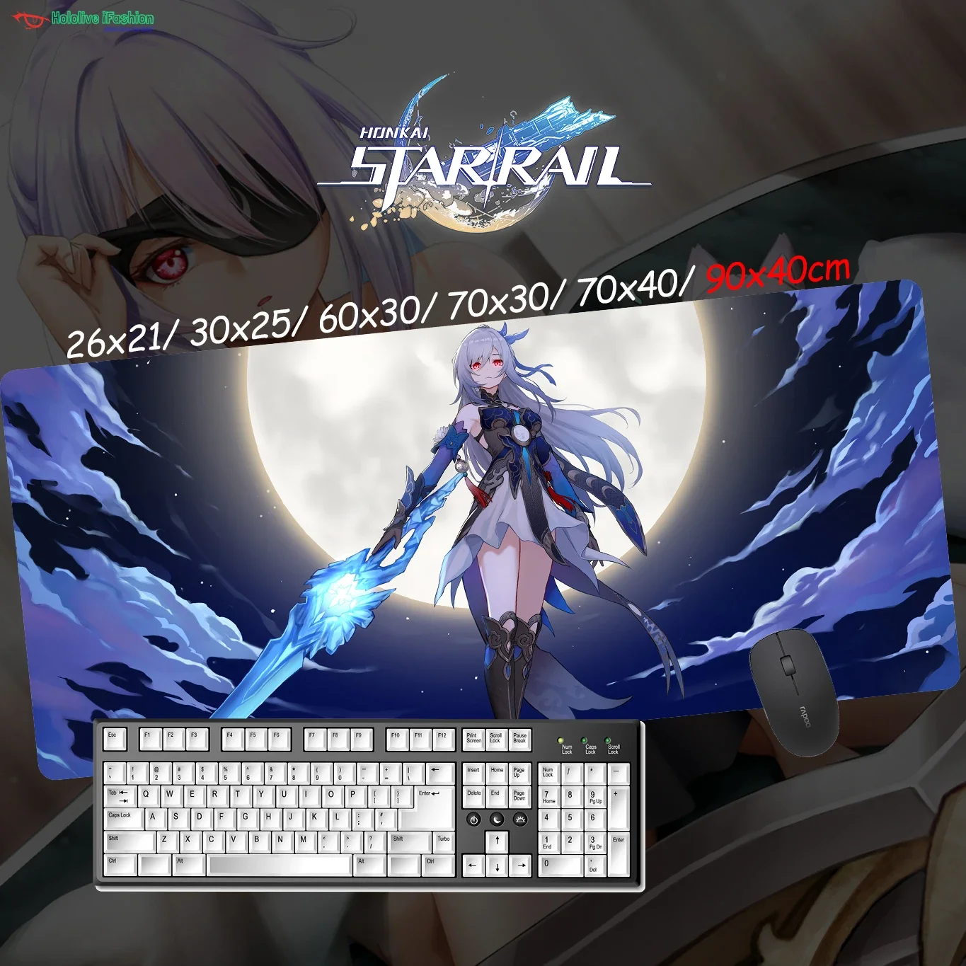 Jingliu Honkai Star Rail Game Mouse Pad Mat Keyboard Pad Flat Mousepad Desk Mat Accessory Office Computer Work Otaku Gift