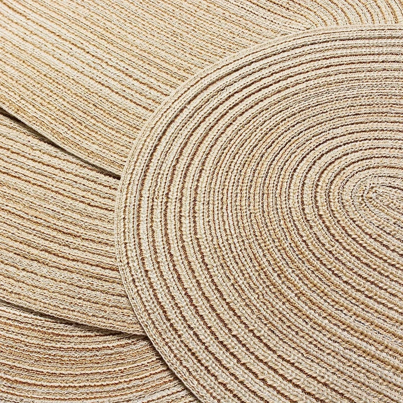 Inyahome Set of 1/4/6 Round Oval Braided Table Place Mats Pad for Dining Table Patio Outdoor Farmhouse Decor Kitchen Accessories