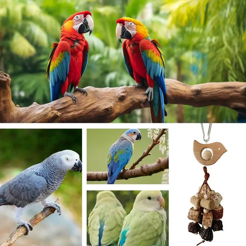 Juguetes para pájaros para Conures, juguetes de madera para masticar pájaros, accesorios naturales para jaulas de pájaros, periquitos, cacatúas, sol, Conure