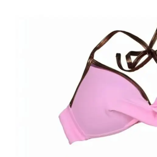 2Pcs/Set Women Bathing Suit Sexy Bikini Set Halter V-neck Sleeveless Bra Low-rise Briefs Set Contrast Color Lace-up Swimsuit