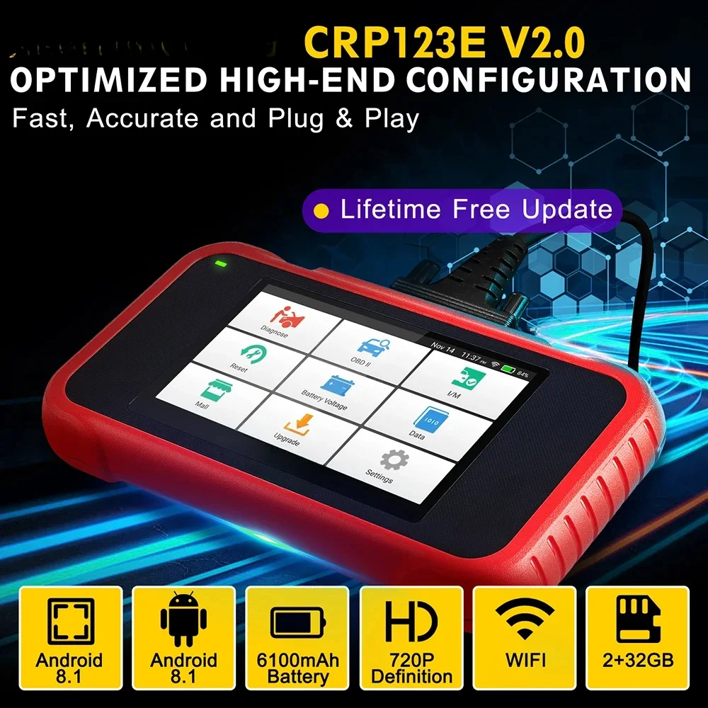 Launch CRP123E V2.0 2024 New Model Four System Professional Automotive Scanner OBD2 Code Reader Lifetime Free Update