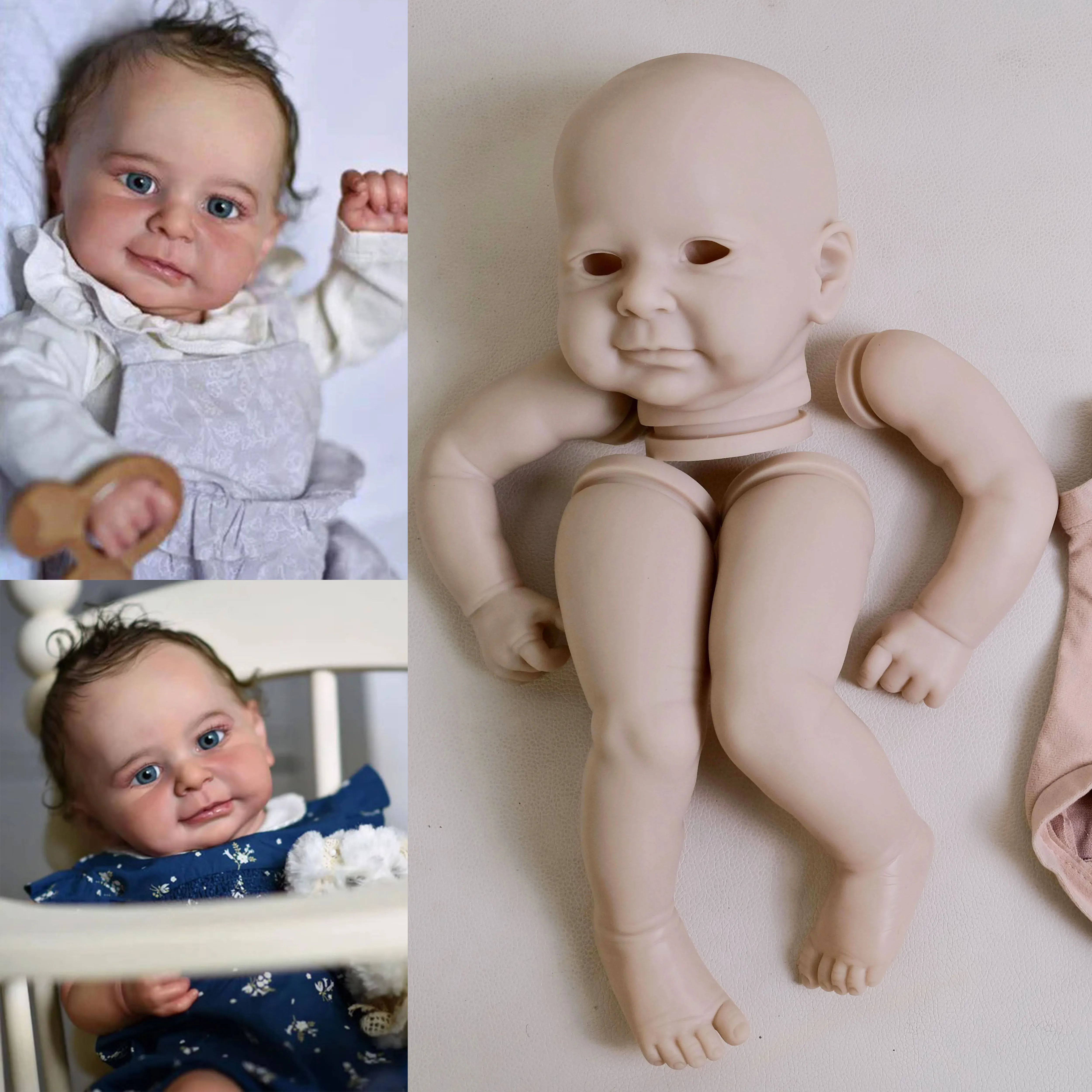 

Limited Edition New Reborn Doll Kit Zoe 19Inch Soft lifelike Unpainted Unfinished DIY doll Parts With Cloth Body Random Eyes