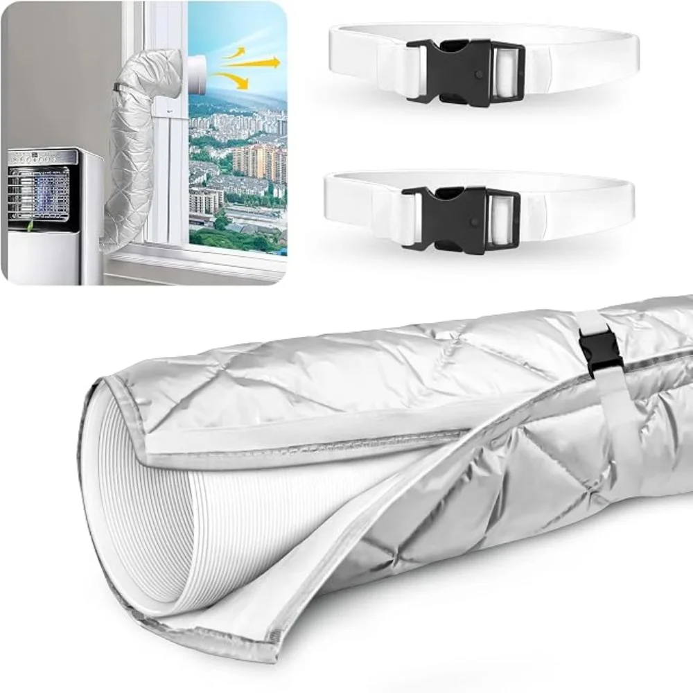 Air Conditioning Hose Insulation Protective Cover Portable Easy To Install with 2 Adjustable Straps for Exhaust Hoses Duct Cover