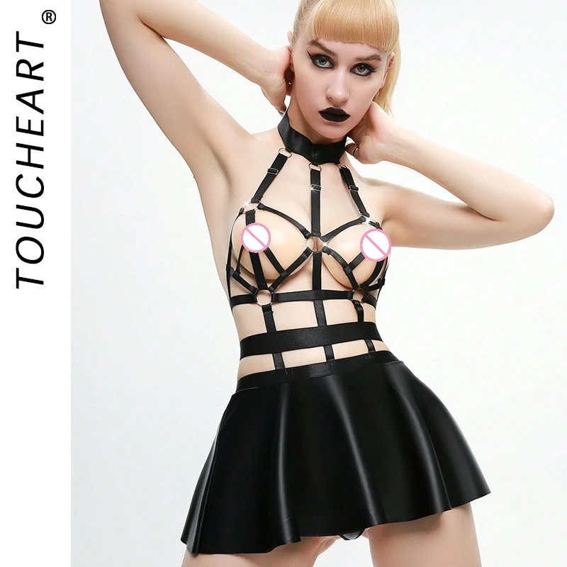 

Toucheart Women Erotic Lingerie Straps Bondage Skinny Hollow Out Gather Together Seductive Intimate Seductive Erotic Private Set