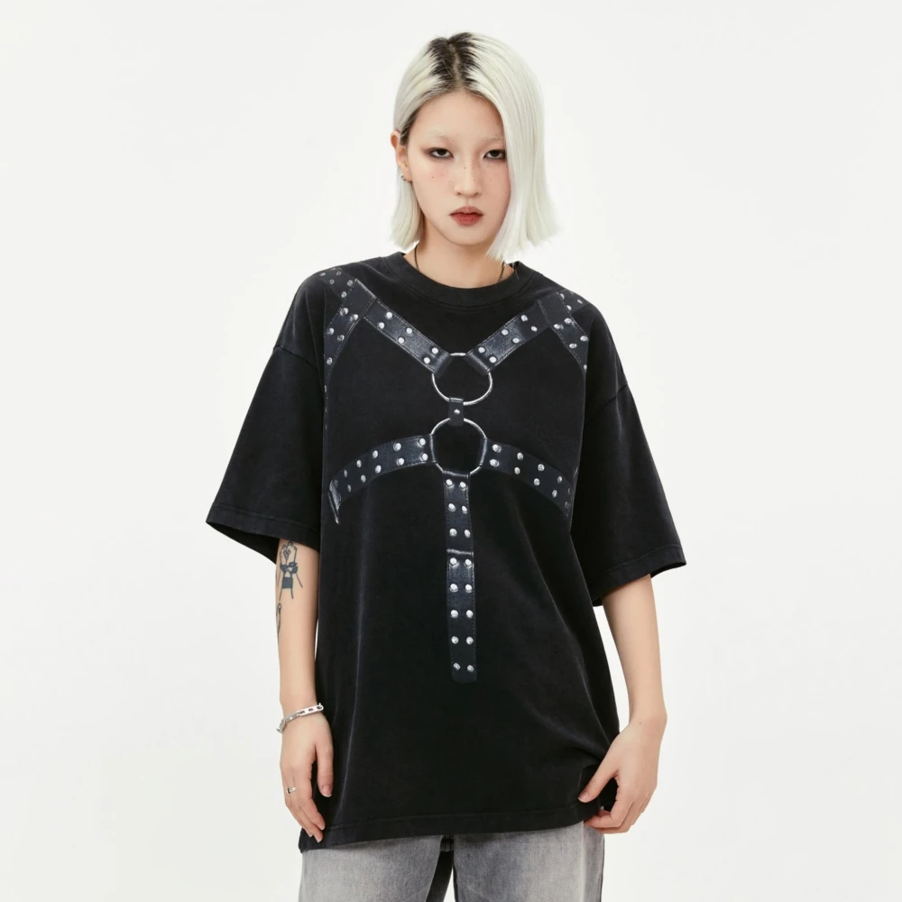 Oversized Loose T-shirt For Women T Shirts Harajuku Punk Grunge Vintage Short Sleeve Y2k Tops 2024 Summer Streetwear Gothic Tees