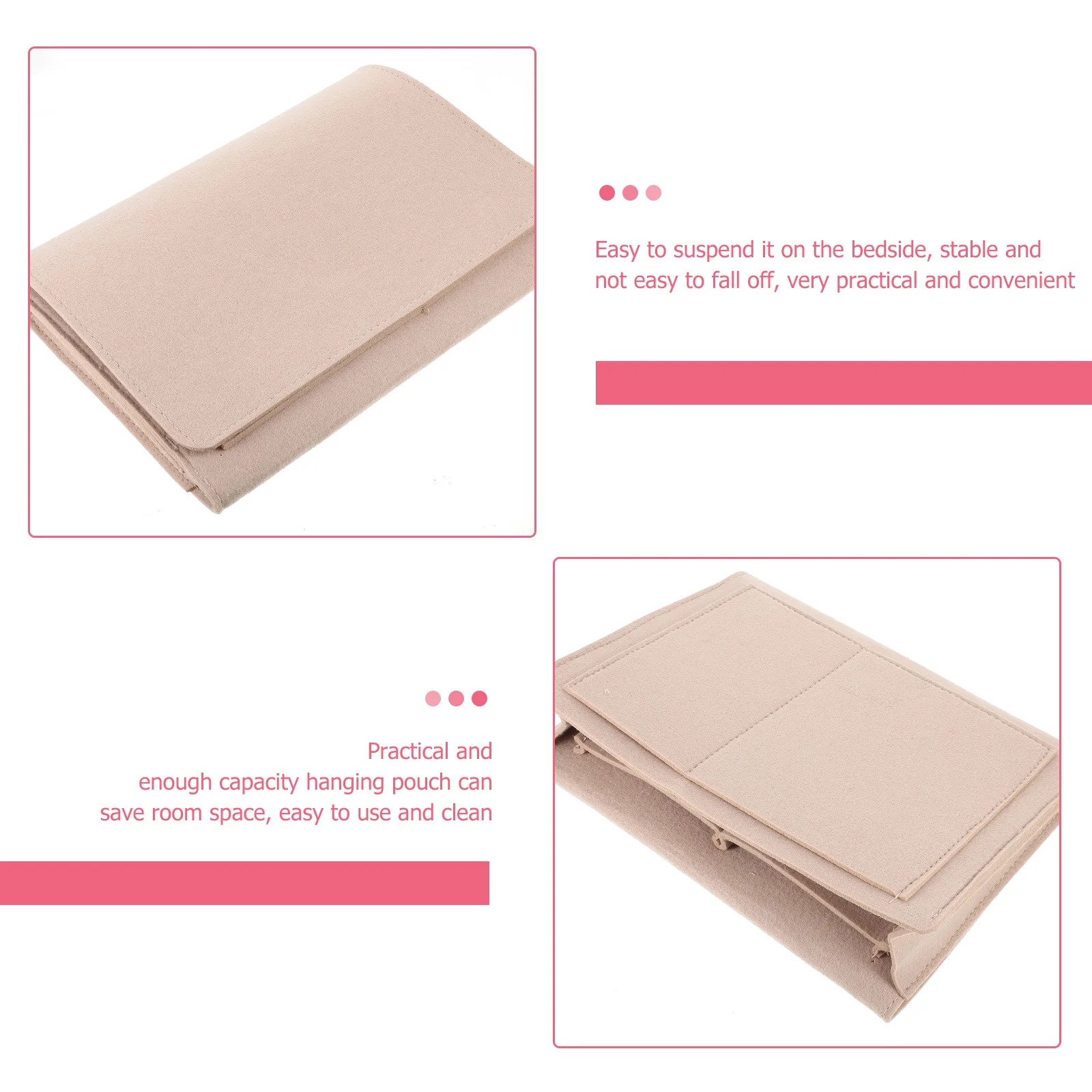 

Storage Bag Bedside Organizer Hanging Double Layer Holder Felt Pocket Organizing