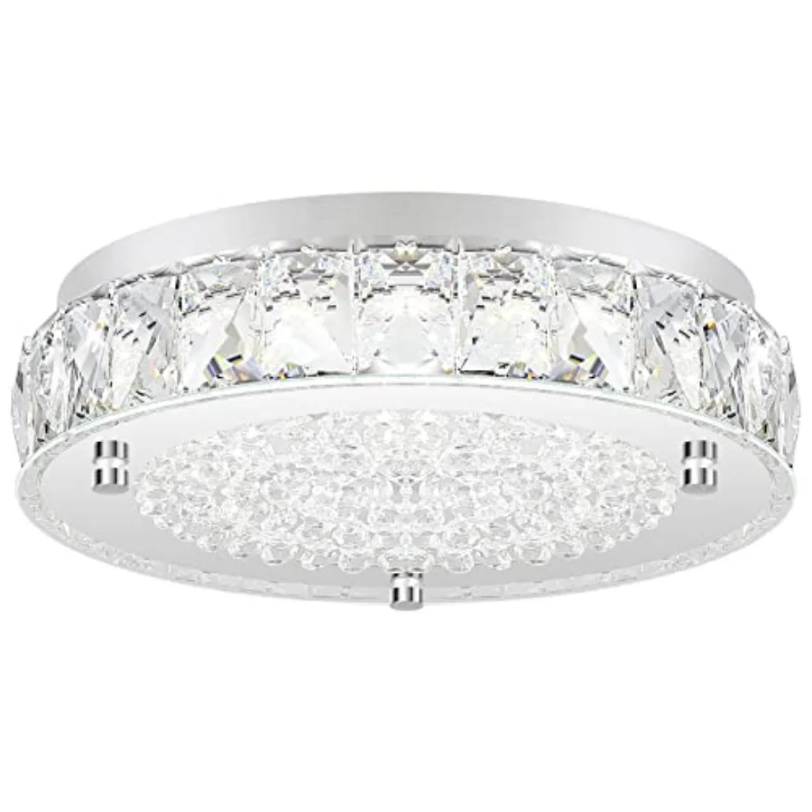 

Crystal Chandeliers Flush Mount LED Ceiling Light Fixture 5000K Daylight White Super Bright 1980LM Dimmable Farmhouse Kitchen L