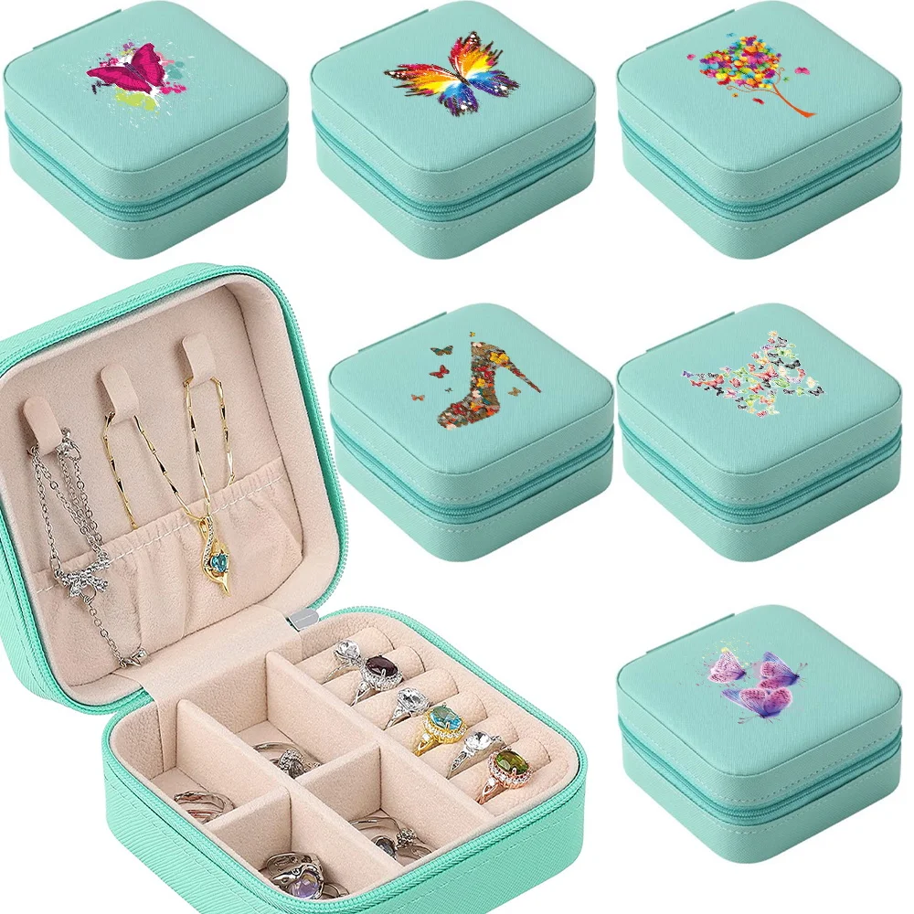 

Jewelry Organizer Box Jewelry Ring Necklace Earrings Storage Box Butterfly Pattern Jewelry Home Cosmetic Organizer Display