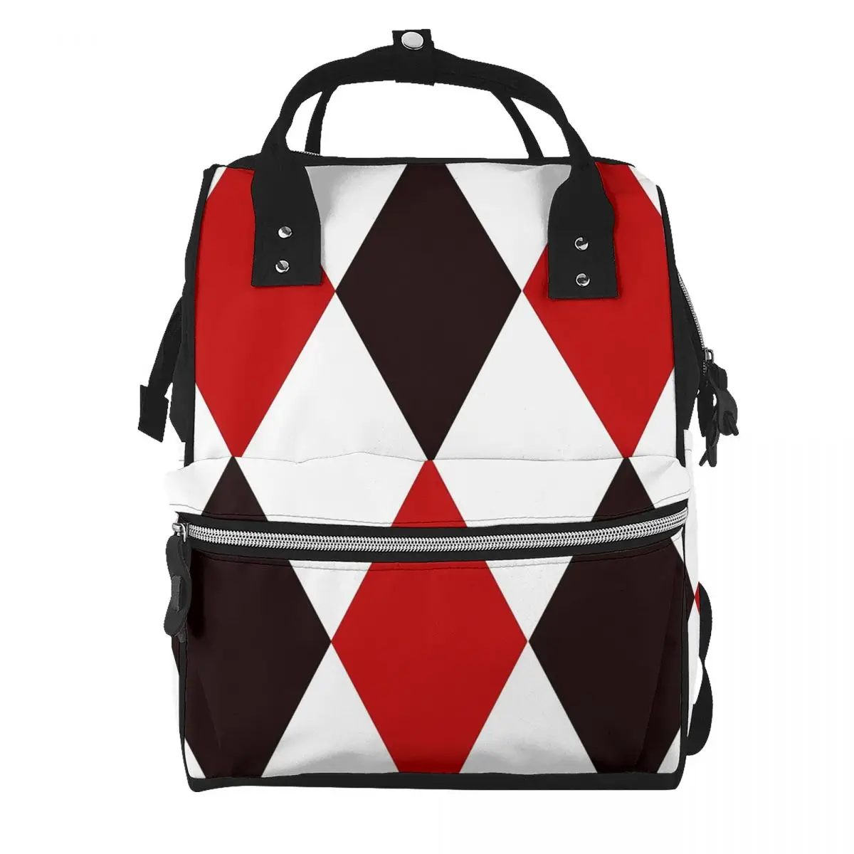 Harlequin Plaid Playing Cards Diamond Student Backpack School Bag Hiking Travel Daypack for Men Women Bookbag Shoulder Bags