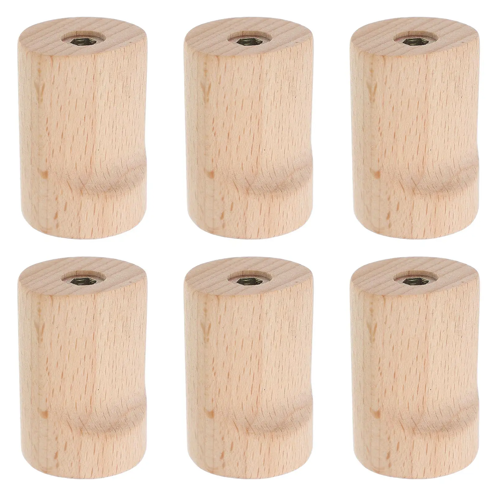 

6pcs Solid Wood Wall Coat Rack Household Bamboo Robe Hooks for Hanging Coats Backpacks Keys Strong Loadbearing Wood Knobs