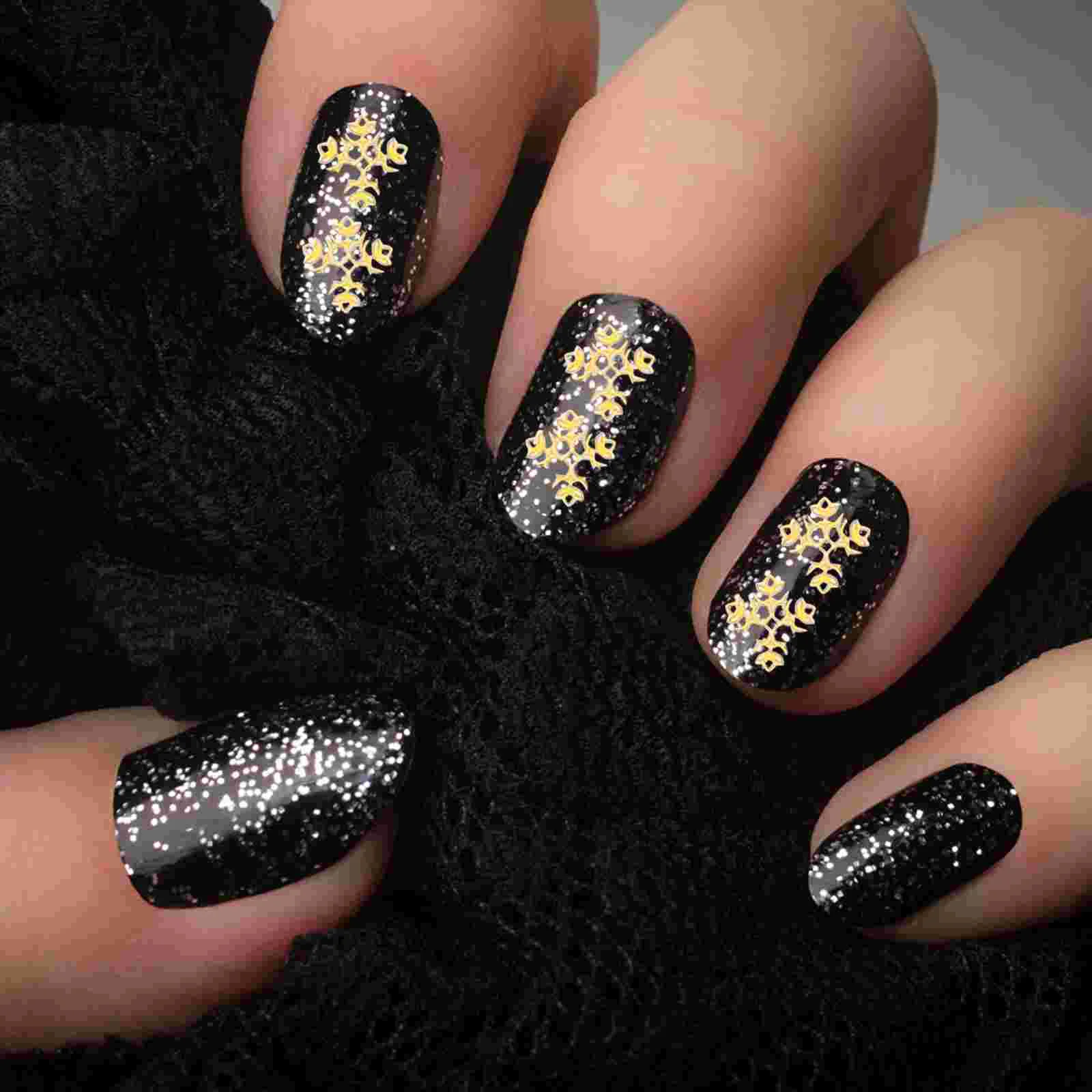 

20 Sheets 3D Metal Nail Stickers Golden Decals Nail Tips Sticker Self-adhesive Nail Tips Ethnic Lace Leaves Pattern