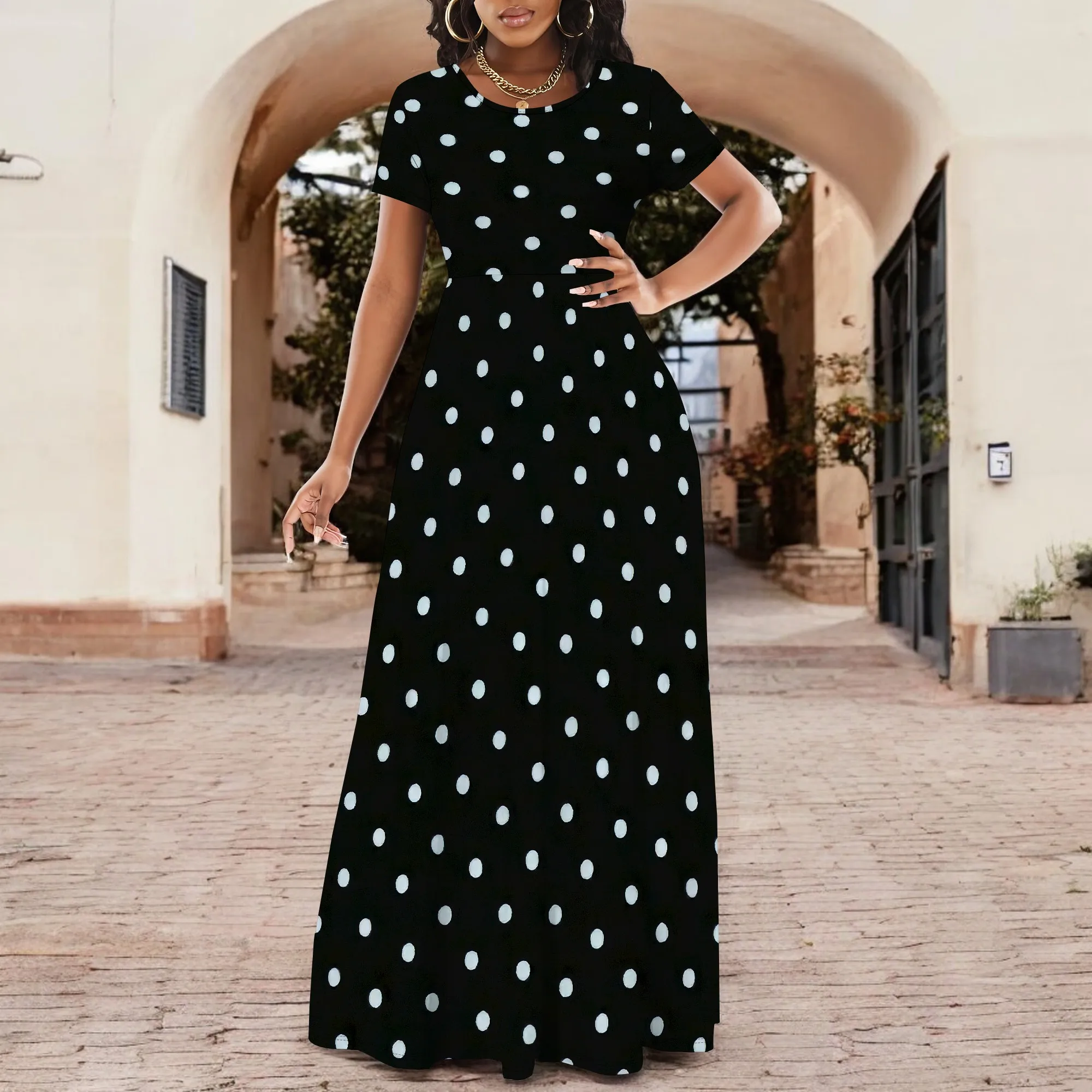 

Womens Short Sleeve Maxi Dresses Empire Waist Long Dress