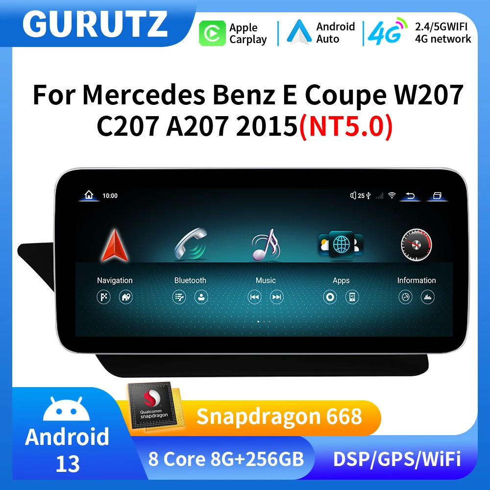 

For LHD Mercedes Benz E Class Coupe W207 C207 A207 NTG 5.0 2015 Car Multimedia Player Navigation GPS 4G CarPlay DSP Android Auto