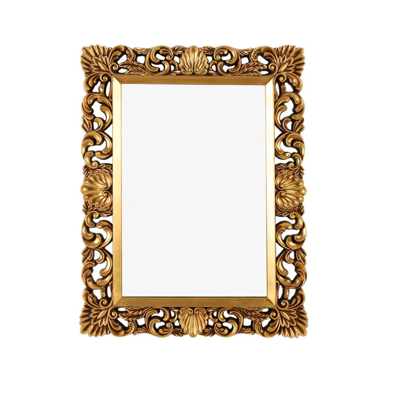 Vintage Carved Bathroom Mirror American Wall Mounted Toilet Square Mirror Fireplace Entrance Decorative Hanging Mirror Bathroom - view 5
