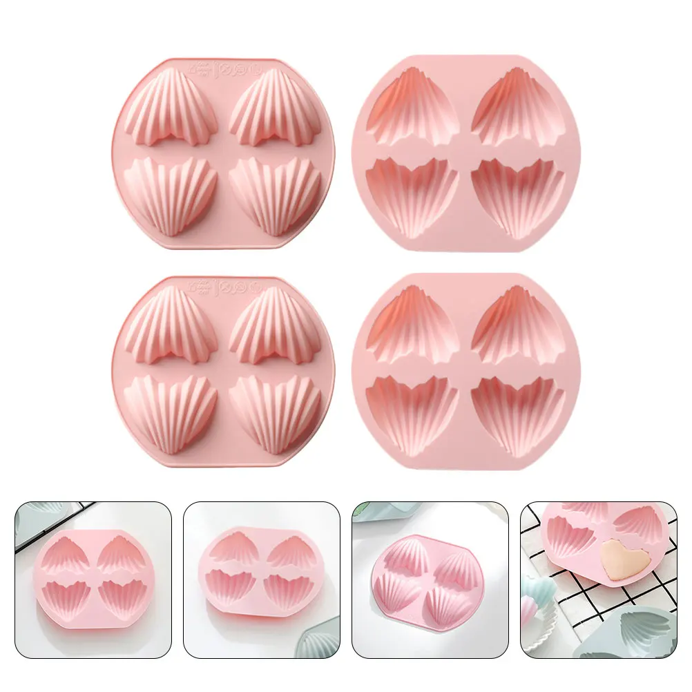 

4Pcs Heart Shape Silicone Baking Molds 4 Cavity Cake Moulds for Cookies Fondant Biscuits 4 Cavity Mold Silicone Mould