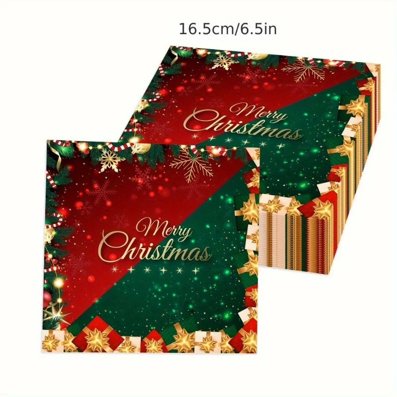 40pcs Count Festive Christmas Paper Napkins with Snowflakes,Merry Christmas Holiday Dinner,Party Birthday Decorations,Christmas