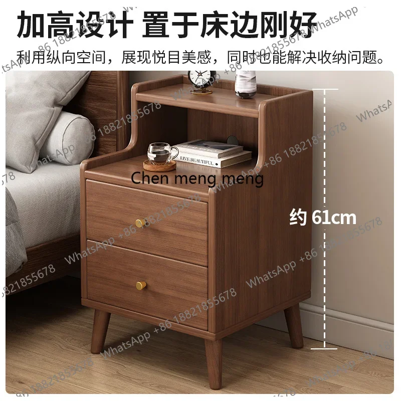 cc182Bedside Table Home Small Bedroom Storage Narrow Cabinet Mini Storage Rack Solid Wood Color Multi-use Storage Bedside Cabin