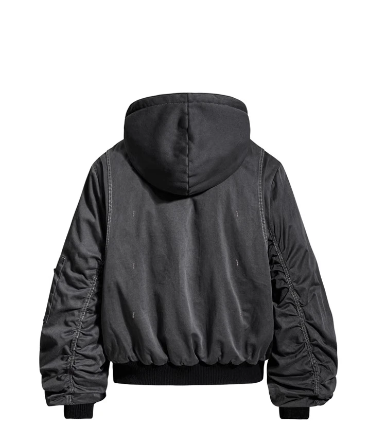 2025 Men's Autumn New Fashion Retro Hooded Parkas Thickened Tooling Coats Male Stylish High Street Quilted Warm Trendy Parkas