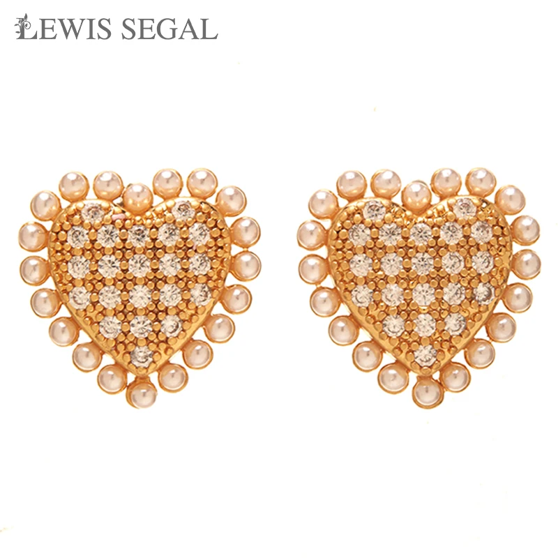 

LEWIS SEGAL Retro Medieval 18k Jewelry Pearl-edged Diamond Stud Earring for Women Independent Girl 18K Gold Plated