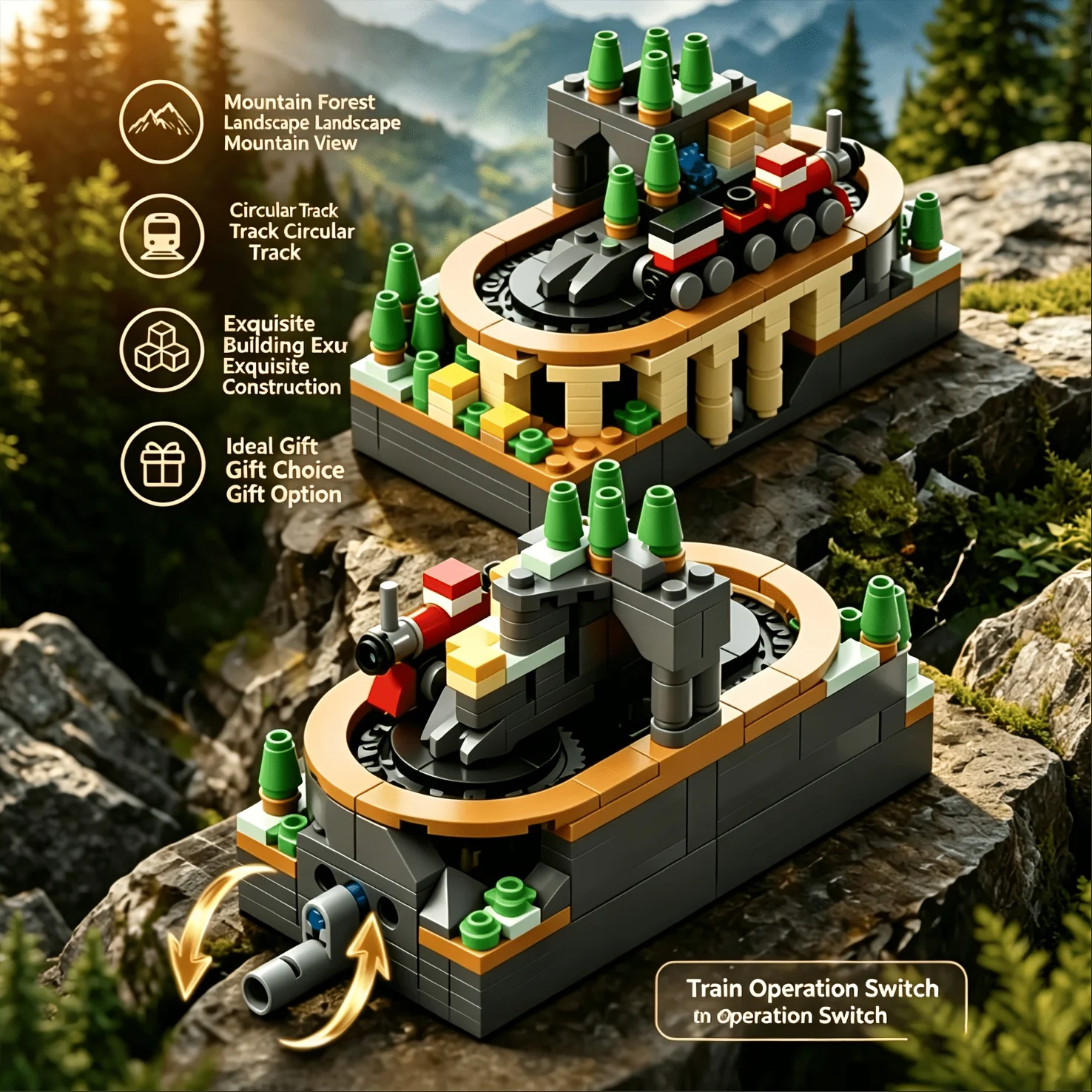 Toy Train Track Set - Mini Kolej Górski z Okrągłą Torową
