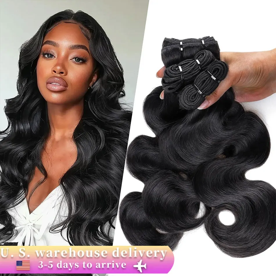 Pacotes de cabelo virgem brasileiro para mulheres negras, cabelo humano solto, onda do corpo, 100% cabelo humano, tecer, cor natural, 1 pc, 3 pcs, 4 pcs