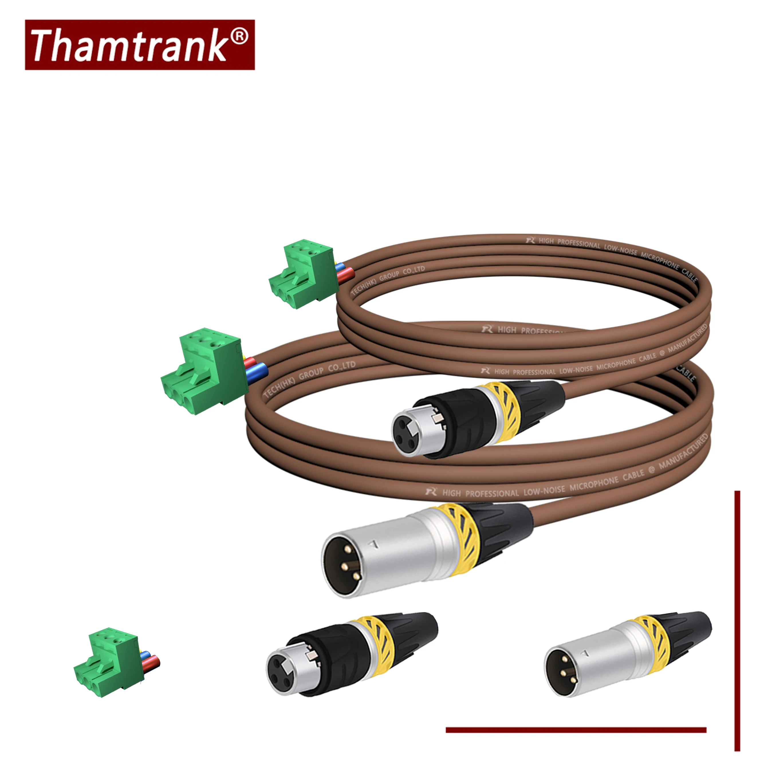 Professional Low Noise XLR Cable,Pure Copper 3-Pin XLR F/M to Phoenix Connector,Balanced Audio Wire with Sliver Tail Grip,single