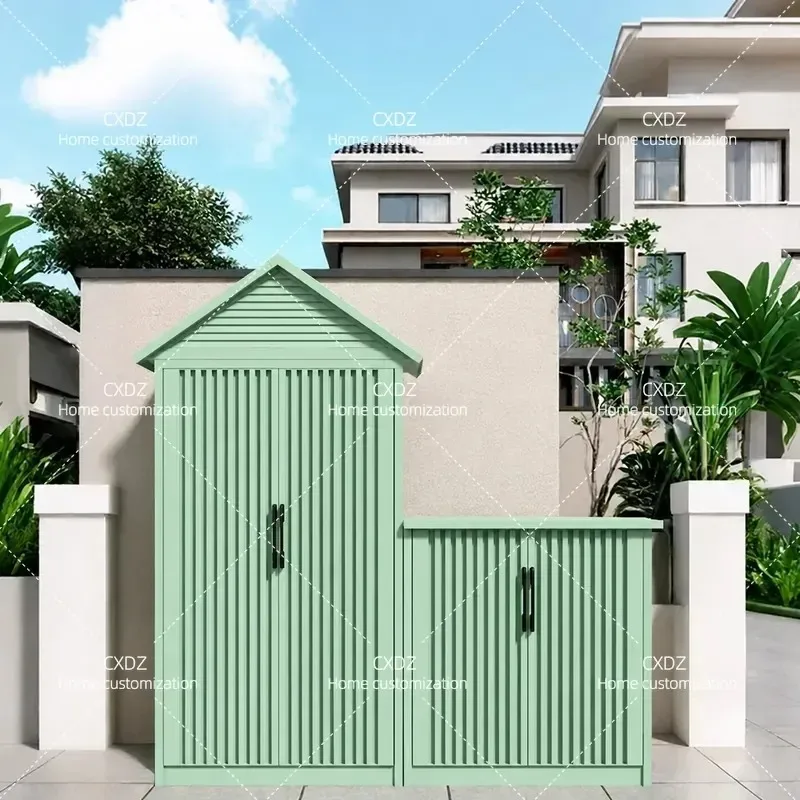 Aluminum Alloy Outdoor Storage Cabinet Waterproof Sunproof Locker for Balcony Garden Patio Gardening Tools and Gloves