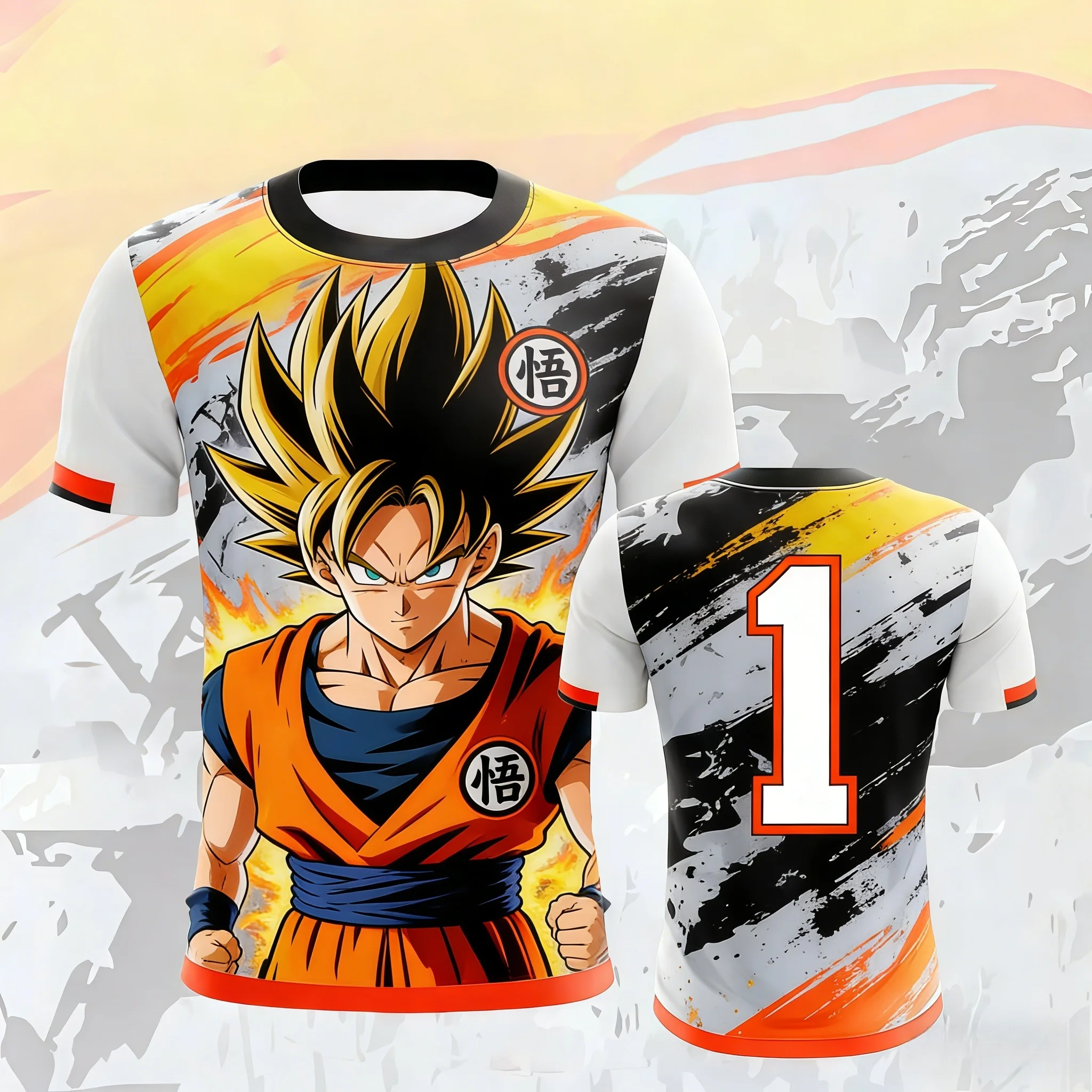 Vintage Dragon Ball Goku Super Saiyan Flammen-Pinselstrich 3D-Druck T-Shirt 2026 Sommer Unisex Oversized Y2K Retro Streetwear