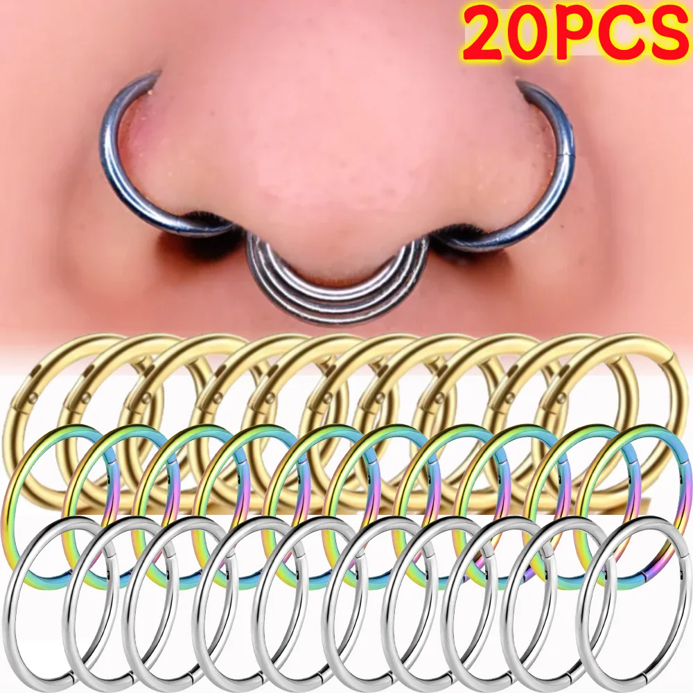 Nose Rings Septum Piercing Clicker Nose Hoops Piercings Titanium Hinged Segment Rings Helix Piercing Unisex Body Jewelry Earring