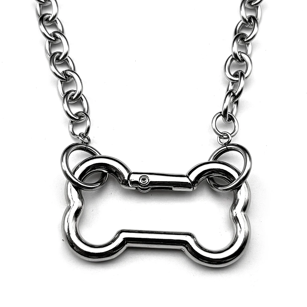 Punk-Hunde-Knochen-Anhänger-Halskette für Damen, Egirl, Edelstahl, silberfarben, cooles Accessoire, süßer DIY-Kettenschmuck, Goth – Detail 12