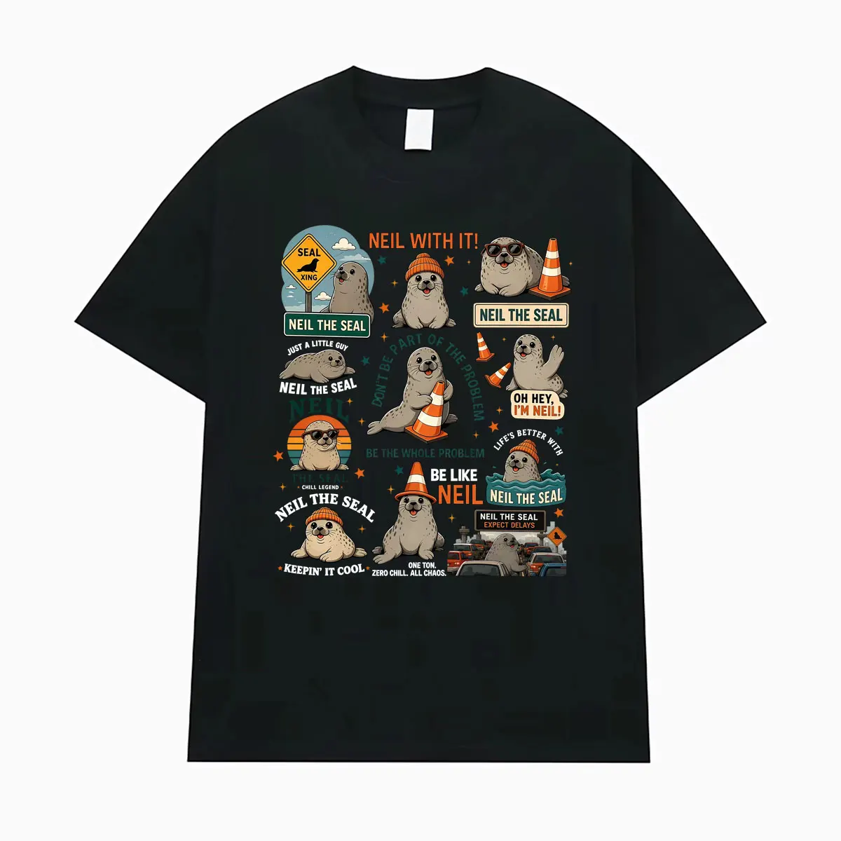 Neil The Seal Graphic T Shirt Funny Chubby Elephant Seal Traffic Meme T-shirts Men Women Fashion Cute Short Sleeve Loose T-shirt