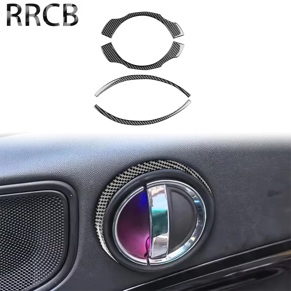 

For BMW Mini Cooper Countryman F60 2017-2023 Soft Carbon Fiber Car Interior Door Handle Circle Stickers Accessories Auto Trim