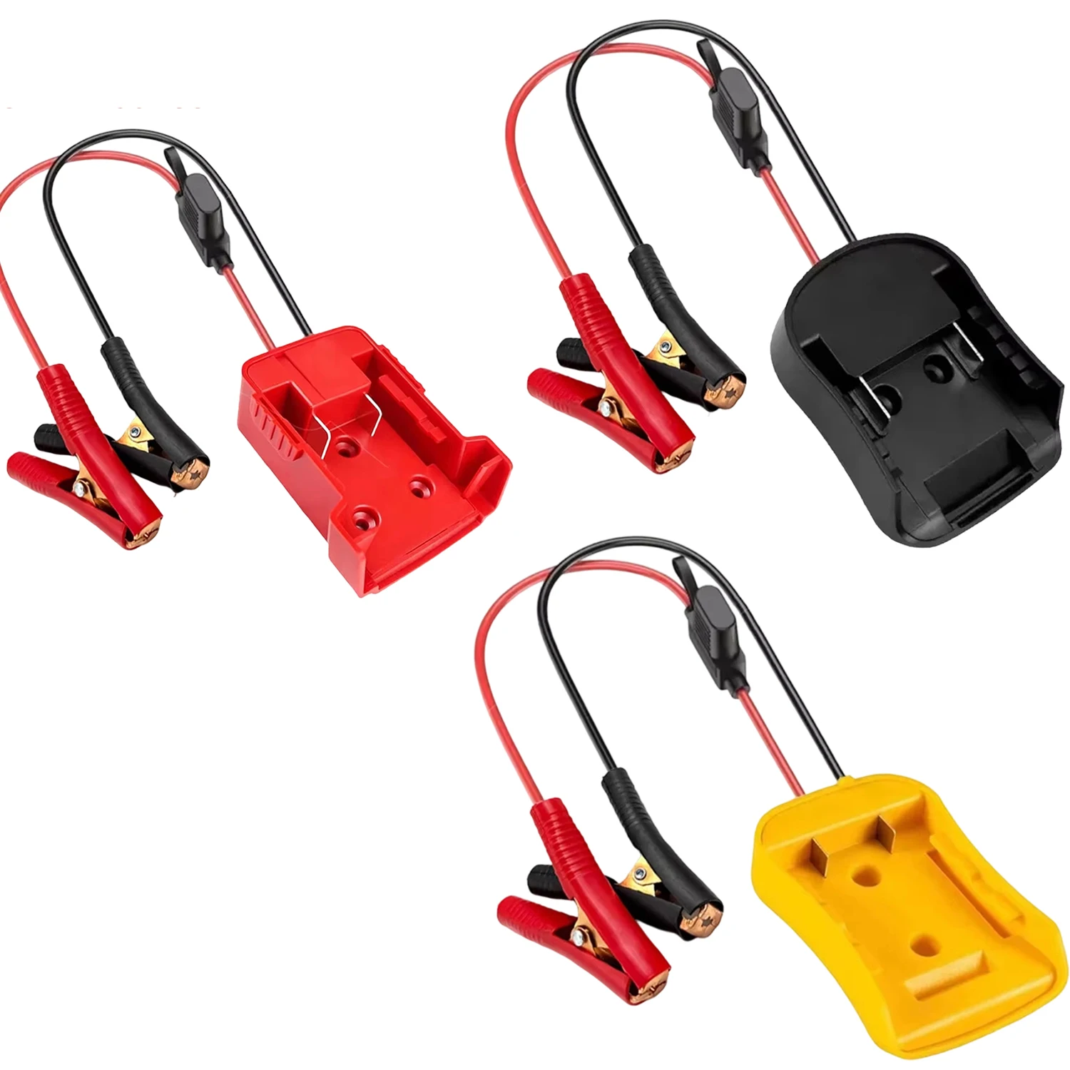 Jumper Cable Clamps with Power Wheel Battery Adapter For Makita/Dewalt/Milwuakee 20V Batteries Jumper Starter for Car Jump Start