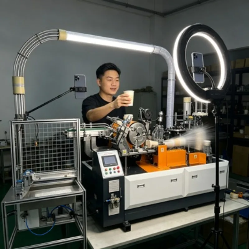 Paper Cup Machine With Handle Ultrasonic Paper Cup Making Machine Fully Automatic High Speed 100 PCS/M