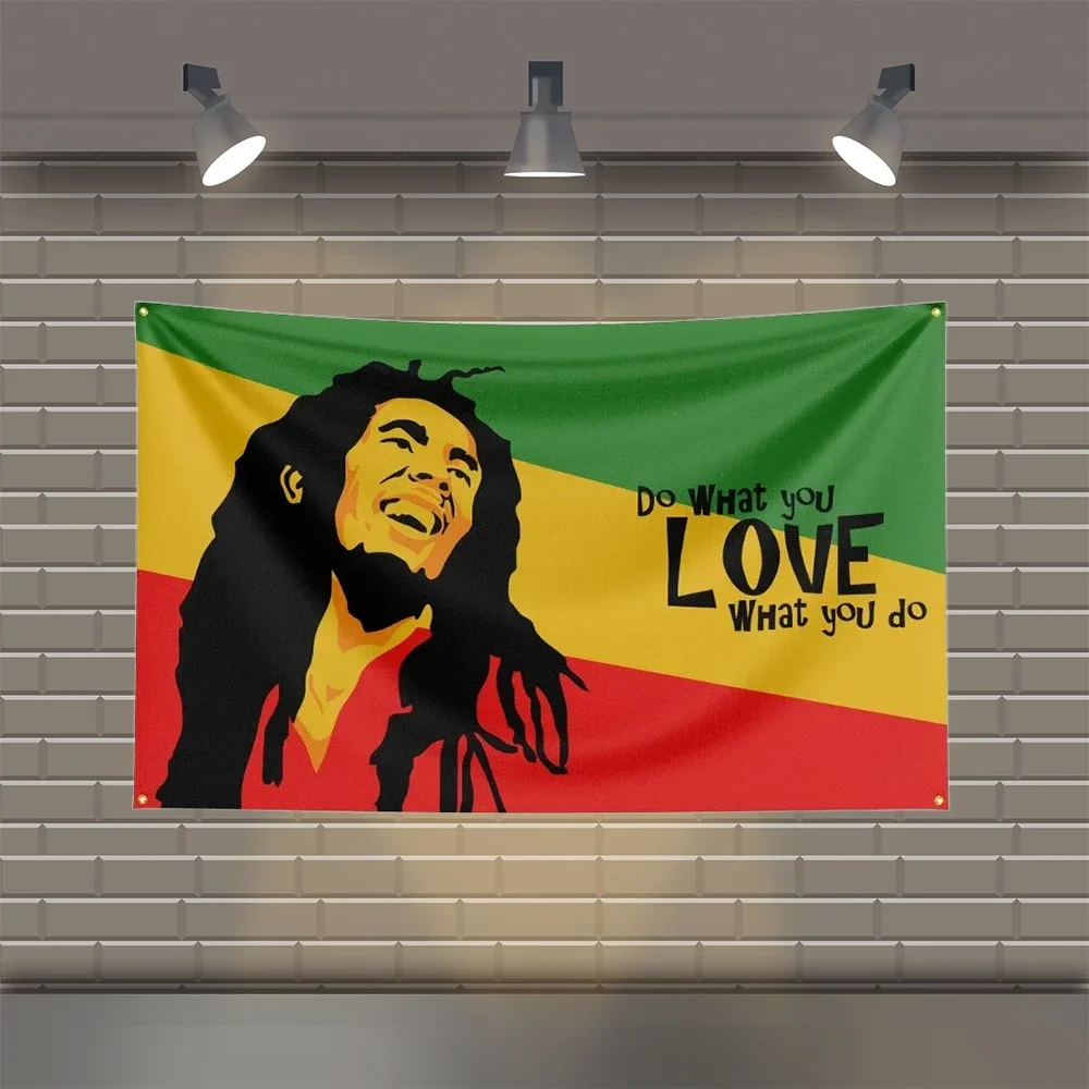 3x5 FT Reggae Bob Marley Singer Flag Polyester Printed Music Flags for Room Garage Decor