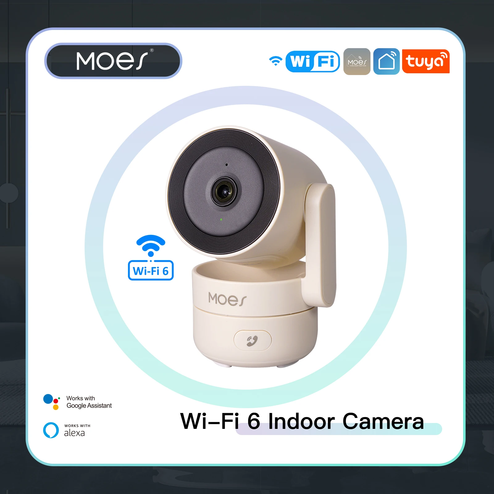 

MOES Tuya Wi-Fi 6 Smart Indoor 4MP HD Security Pan/Tilt Camera Motion Tracking & Sound Detection Infrared Night Vision Monitor