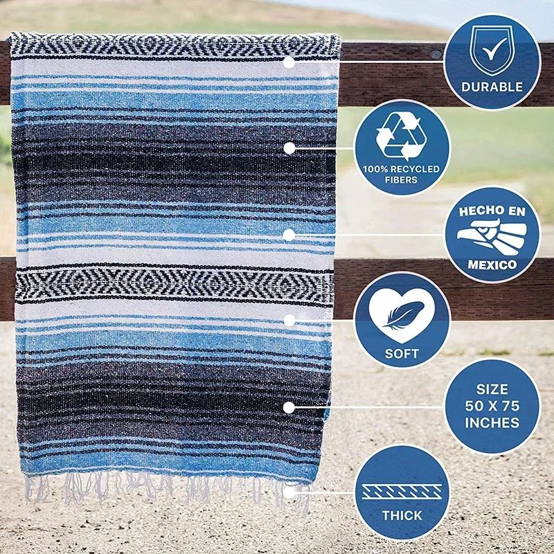 130*170 Mexican Yoga Blanket Print Yoga Towel Pilates Blankets Camping Mat Workout Fitness Mat Sleeping Pad Beach Picnic Outdoor