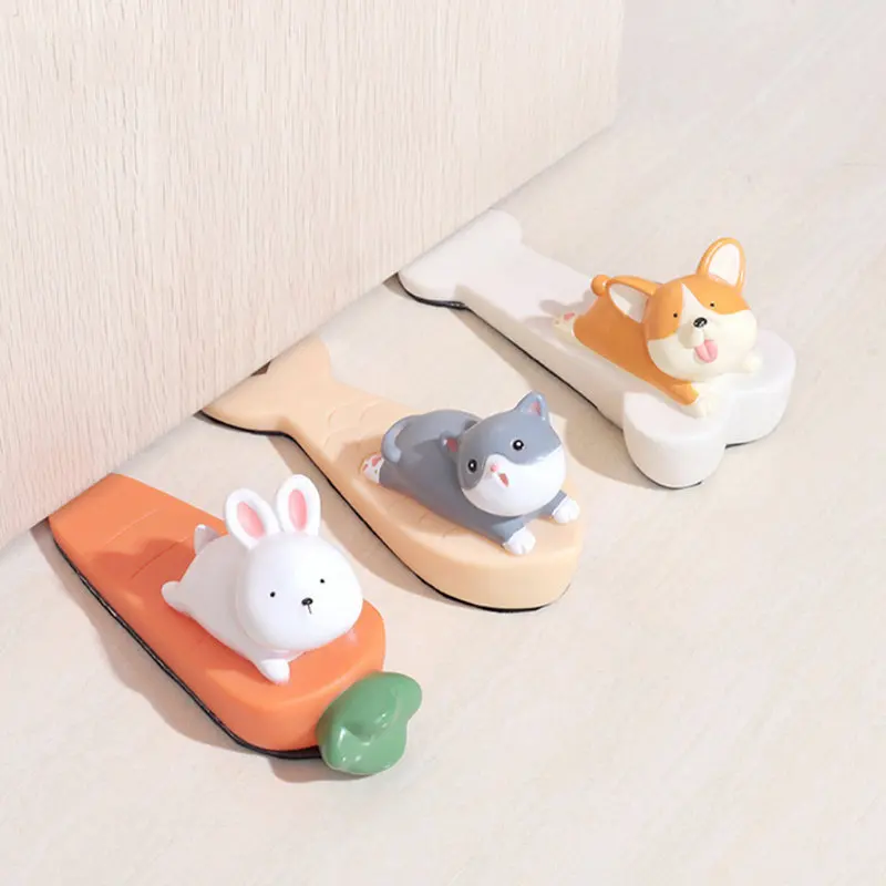 Safety Protector Cute Cartoon Silicone Figure Door Stopper Wedge Door Jam Catcher Block Guard Home Office Protectors