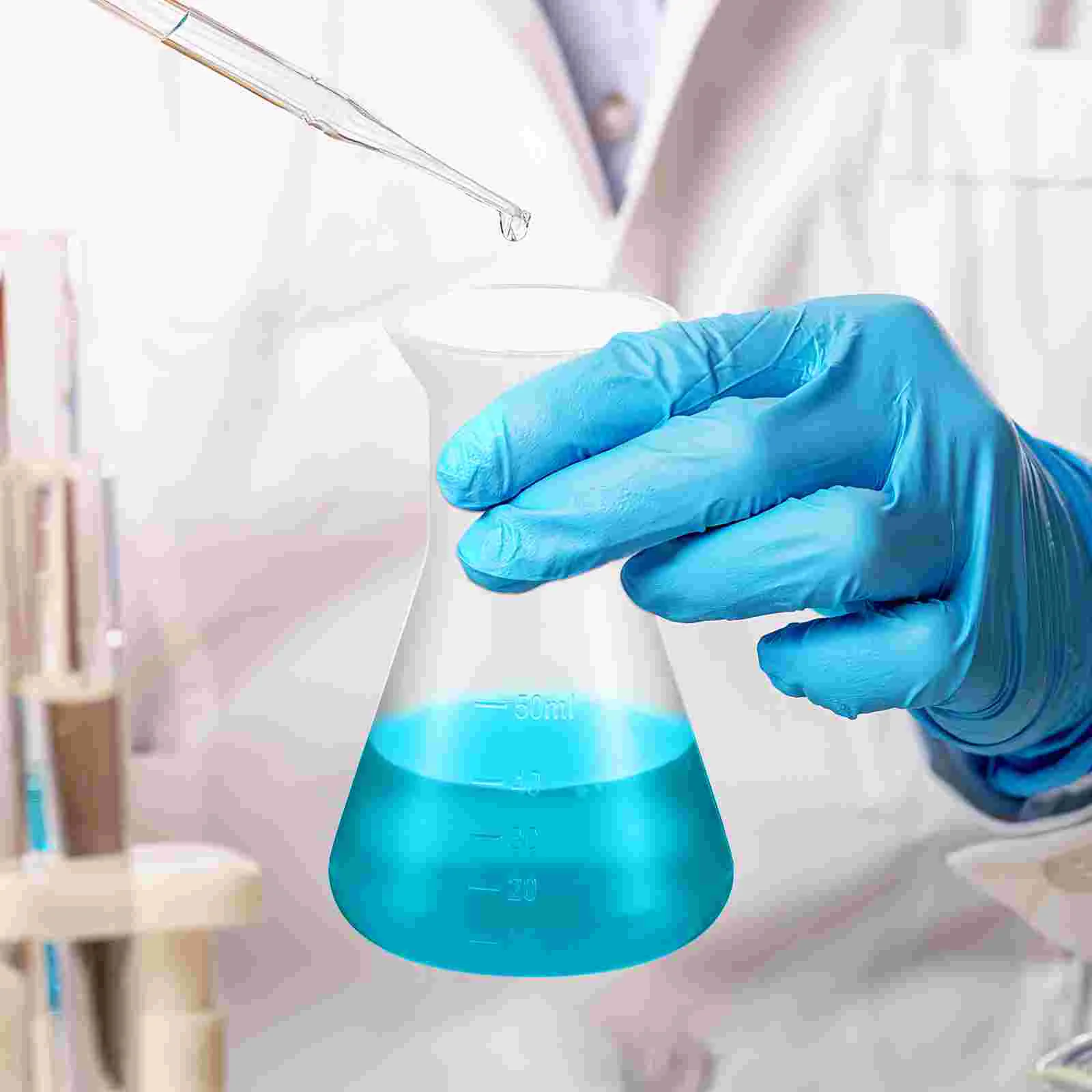 5 Pcs Plastic Erlenmeyer Flask Research Triangle Conical Laboratory Cone for Experiment Pp Clear Measuring Flasks