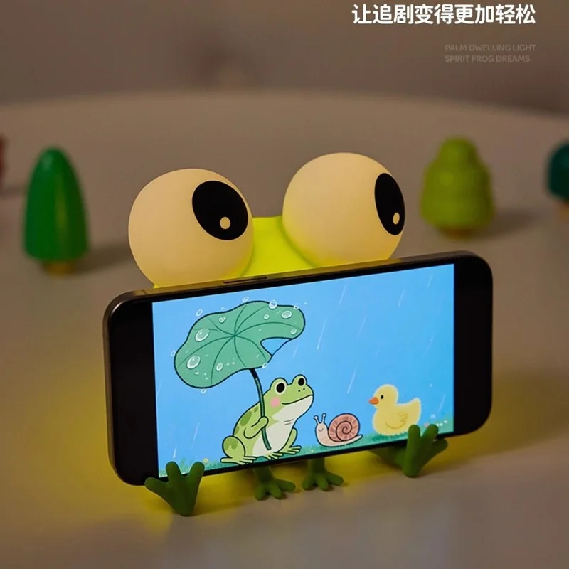 Adorable Frog Night Light Dimmable Rechargeable Silicone Tap Light Timed Sleep Night Light Children's Gift Room Decoration Birth