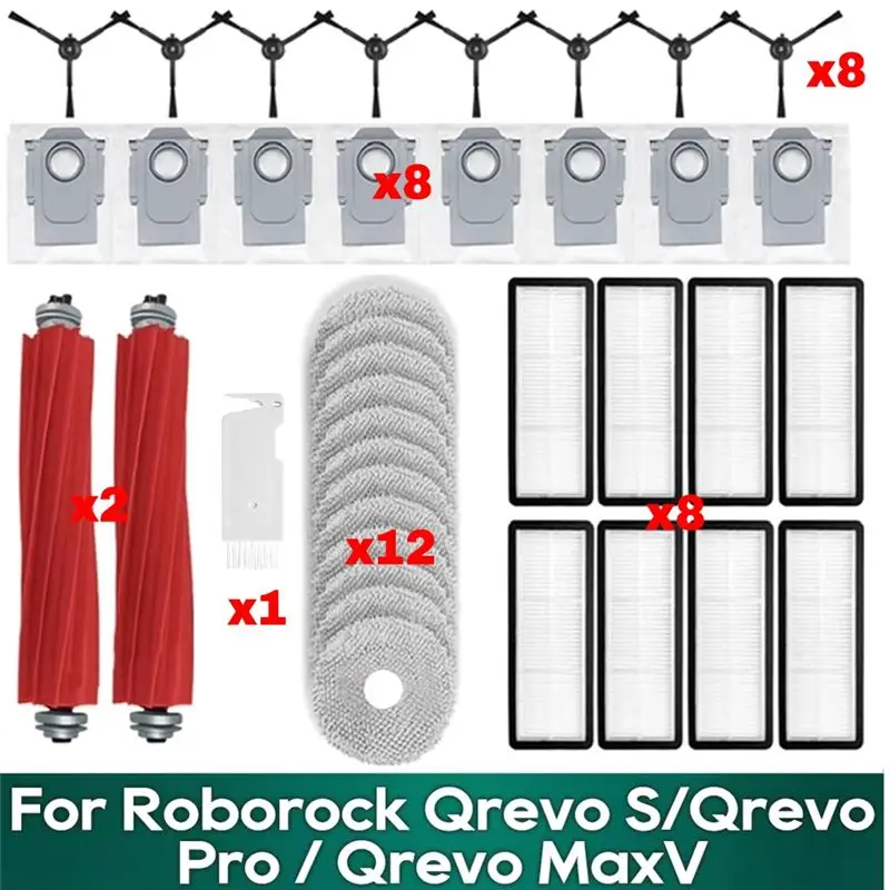 

Запчасти для робота-пылесоса Roborock Qrevo S, Qrevo Pro, Qrevo Maxv, Qrevo Plus: основная и боковые щетки, фильтр, салфетка для влажной уборки (A40Z)