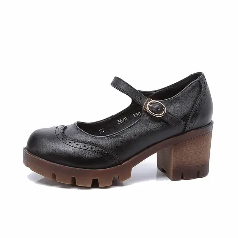 TIMETANG New Women Pumps Fashion Round Toe Buckle Strap Med Heels Ankle Boots Woman Shoes Black Gray Beige