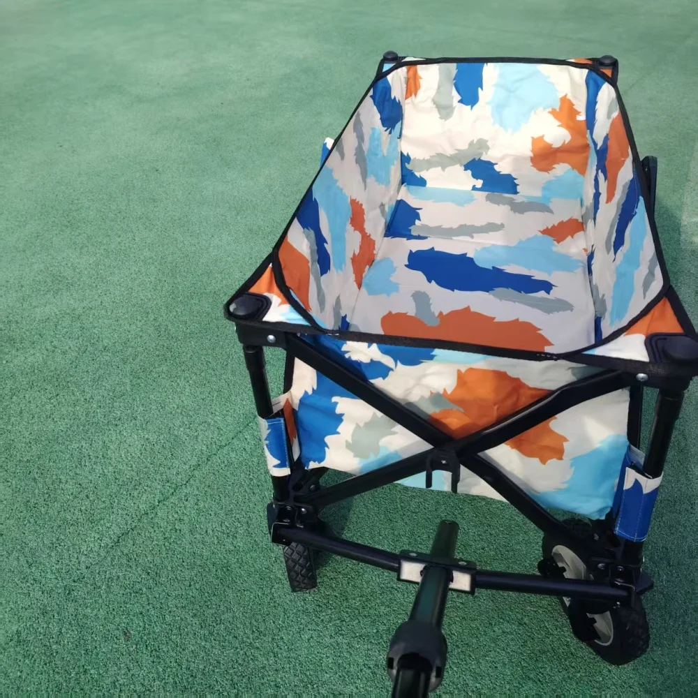 Outdoor Beach Custom Adjustable Folding Utility Wagon Cart Collapsible Wide Wheel Large Folding Wagon Cart